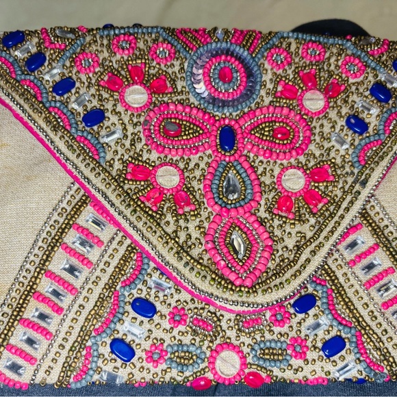 Banjara Handbags - Handmade Beaded Boho Clutch Bag EUC
